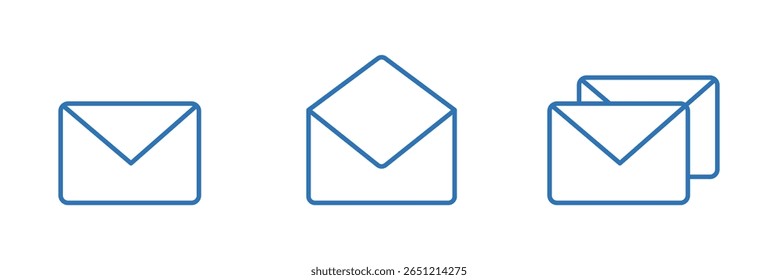 A illustration of a black envelope icon on a white background. E mail icon set.  eps 10
