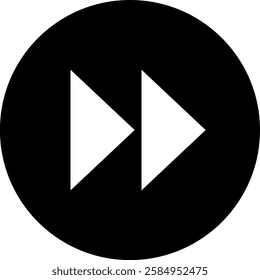 Illustration of a black fast forward button icon.