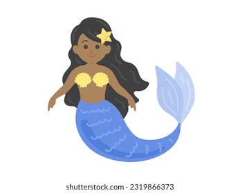 Illustration of a black female mermaid.