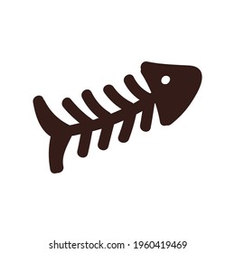 Illustration of a black fish bone on a white background, vector illustration.