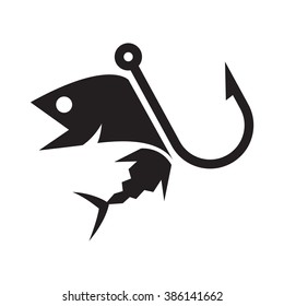 illustration black fishing icon on white background