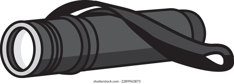 Illustration of black flashlight seen from the side
