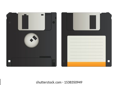 Illustration of a Black Floppy Disk