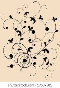 illustration with black floral pattern on light background