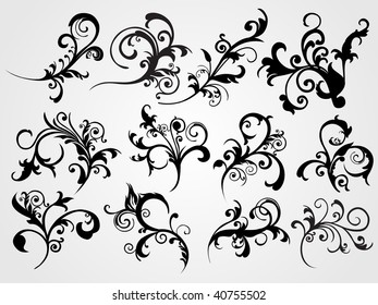 Illustration von Tätowierungen mit schwarzem Blumenmuster