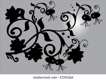 illustration with black flower decoration