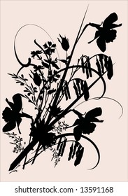 illustration with black flower decoration on pink