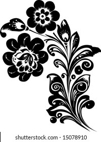 illustration with black flower on white background