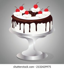 illustration of black forest cake fresh cream