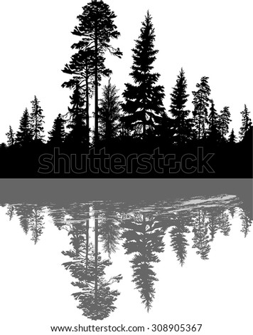 Illustration Black Forest Isolated On White Vector de stock (libre de