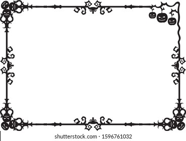 Illustration black frame with decorative halloween pumpkins