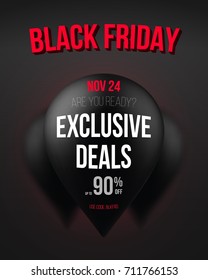 Illustration of Black Friday Poster Template with Realistic Balloons and Vector Explosion Effect