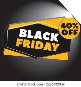 ILLUSTRATION, BLACK FRIDAY PROMOTION TAG, 40 PERCENT DISCOUNT