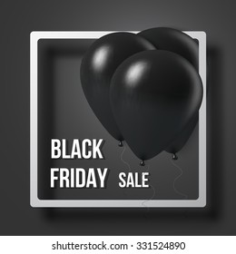 Illustration of Black Friday Sale Air Balloon in Frame Poster Template. Realistic 3D Vector EPS10 Air Balloon