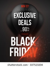 Illustration of Black Friday Sale Air Balloon Poster Template with Explosion Effect. Realistic 3D Vector EPS10 Air Balloons