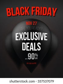 Illustration of Black Friday Sale Air Balloon Poster Template with Explosion Effect. Realistic 3D Vector EPS10 Air Balloons