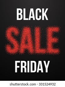 Illustration of Black Friday Sale Vector Poster with Blackwork Halftone Effect. Black Friday Sale Template