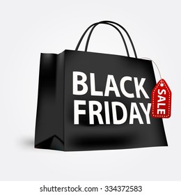 illustration of black friday shopping bag isolated over white background