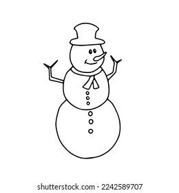 Illustration of a black fun snowman isolated on a white background for Christmas decoration
