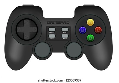 Illustration of Black Gamepad Isolated on White