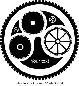 Illustration of black gear with components