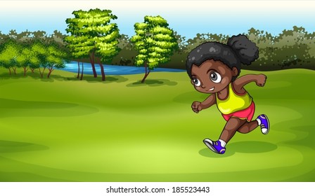 Illustration of a black girl jogging