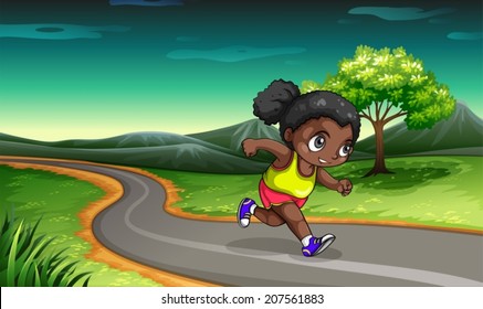 Illustration of a Black girl jogging