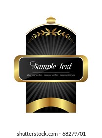 Illustration black gold-framed label - vector