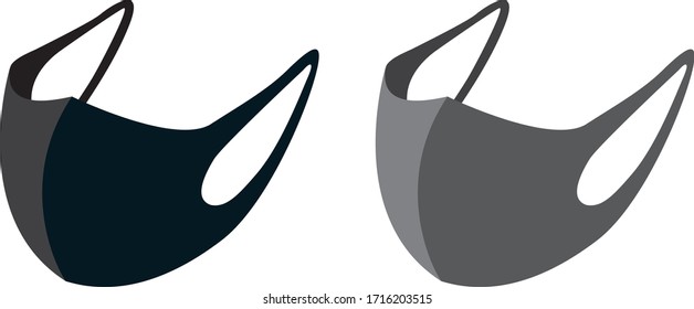 Illustration of black and gray mask.