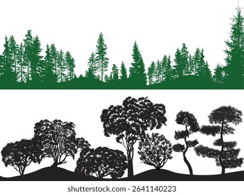 illustration with black and green forest