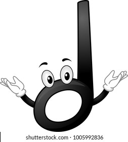 Illustration of a Black Half Note Musical Note Mascot with Hands Up