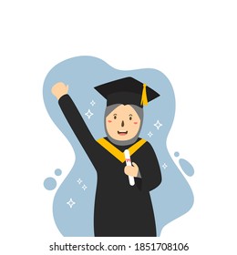 Illustration, Black Hat, Graduated, Cartoon Character