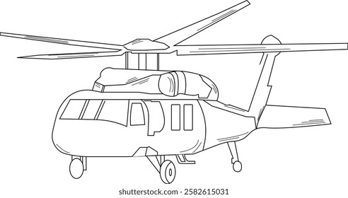 the illustration of Black Hawk helicopter.