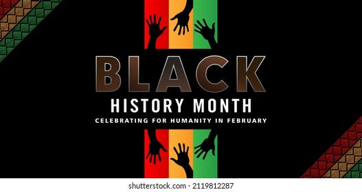 illustration of a Black History month poster background with typography text model isolated background, applicable for web banner, poster event and celebrate, social media template, symbol of humanity