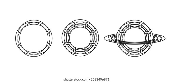 Illustration black hole line stroke isolated on white background