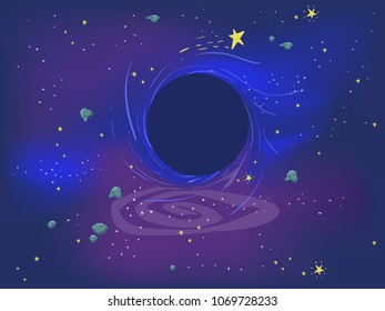 Illustration of a Black Hole in the Outer Space
