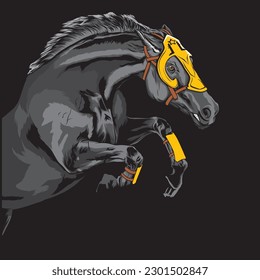 Illustration of black horse wearing a mask