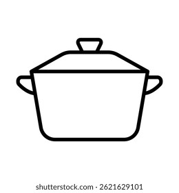 
Illustration of a black icon of a cooking pot on a white background