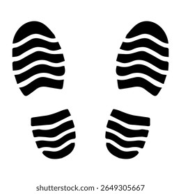
Ilustração de um ícone preto de uma pegada para um capacho em um fundo branco