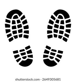 
Ilustração de um ícone preto de uma pegada para um capacho em um fundo branco