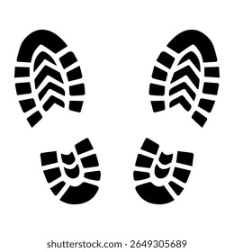
Illustration of a black icon of a footprint for a doormat on a white background