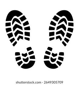 
Illustration of a black icon of a footprint for a doormat on a white background