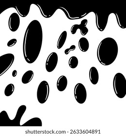 ilustração de salpicos e gotejamento de tinta preta