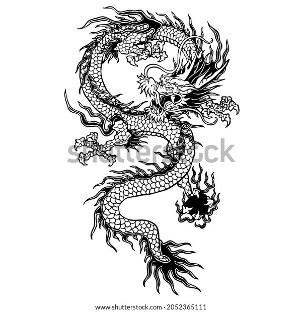 Illustration Black Japanese Dragon On White Stock Vector (Royalty Free ...