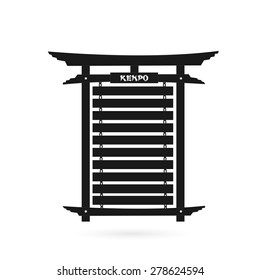 Illustration of a black karate belt rack isolated on a white background.