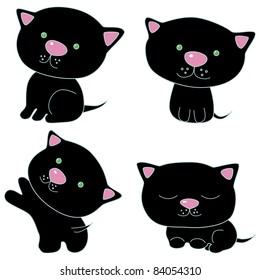 The illustration with black kittens