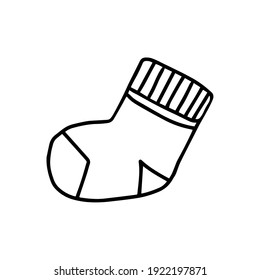 An Illustration of a black knitted sock isolated on a white background looks like a christmas sock for decoration