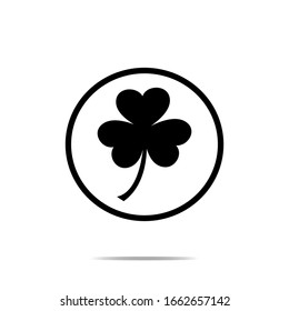 illustration of a black leaf in a circle for the icon and symbol. shamrock icon