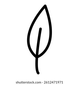 Illustration of a black leaf icon on a white background