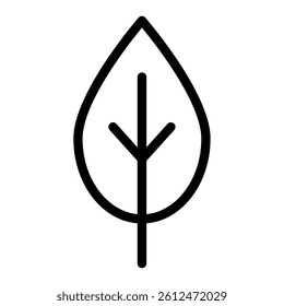 Illustration of a black leaf icon on a white background